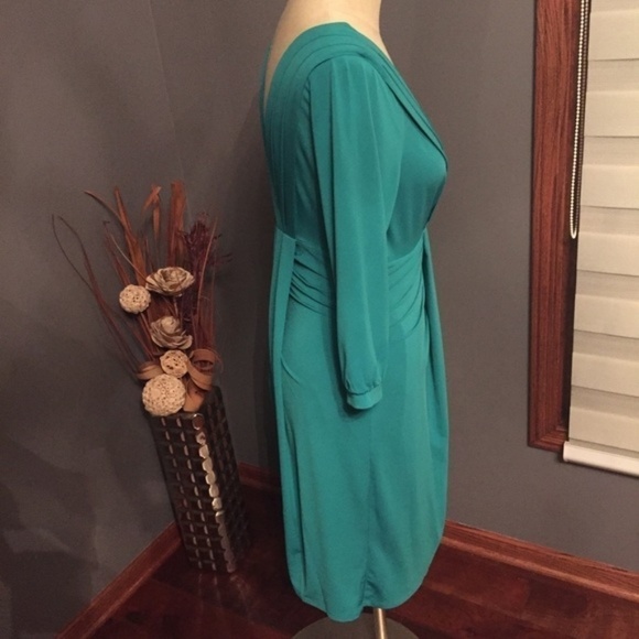 BCBGMAXAZRIA Pleated V-Cut Fitted Party Dress - Picture 2 of 6